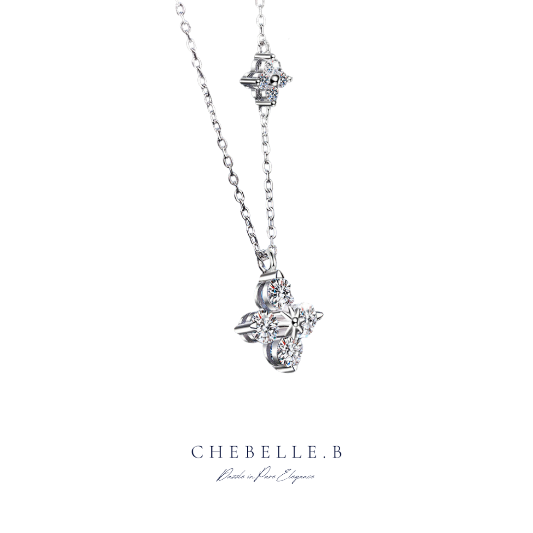 S925 Sterling Silver 1.2-Carat Moissanite Four-Leaf Clover Necklace