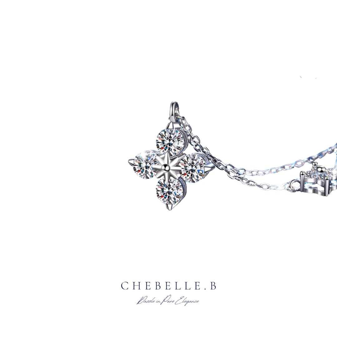 S925 Sterling Silver 1.2-Carat Moissanite Four-Leaf Clover Necklace