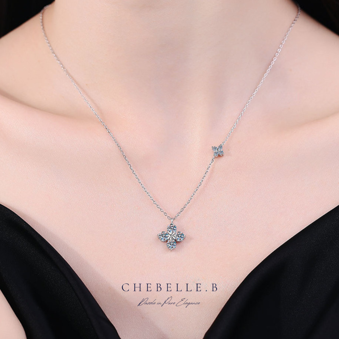 S925 Sterling Silver 1.2-Carat Moissanite Four-Leaf Clover Necklace
