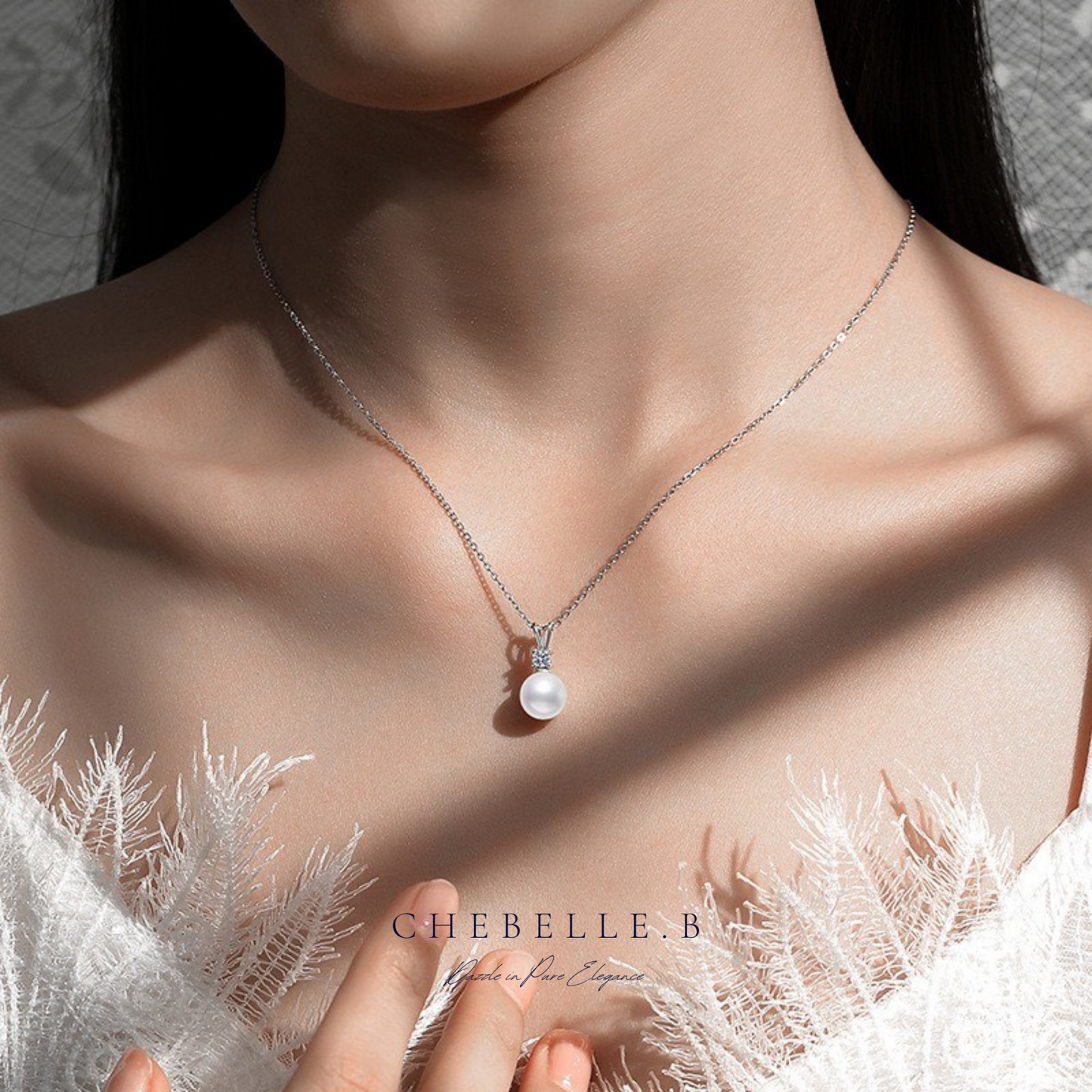 0.3-Carat Moissanite with Freshwater Pearl Lustre Harmony Necklace