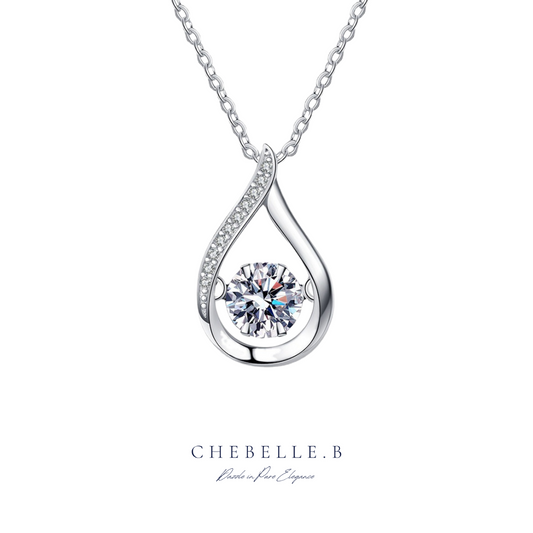 S925 Sterling Silver 1-Carat Dynamic Teardrop Moissanite Necklace