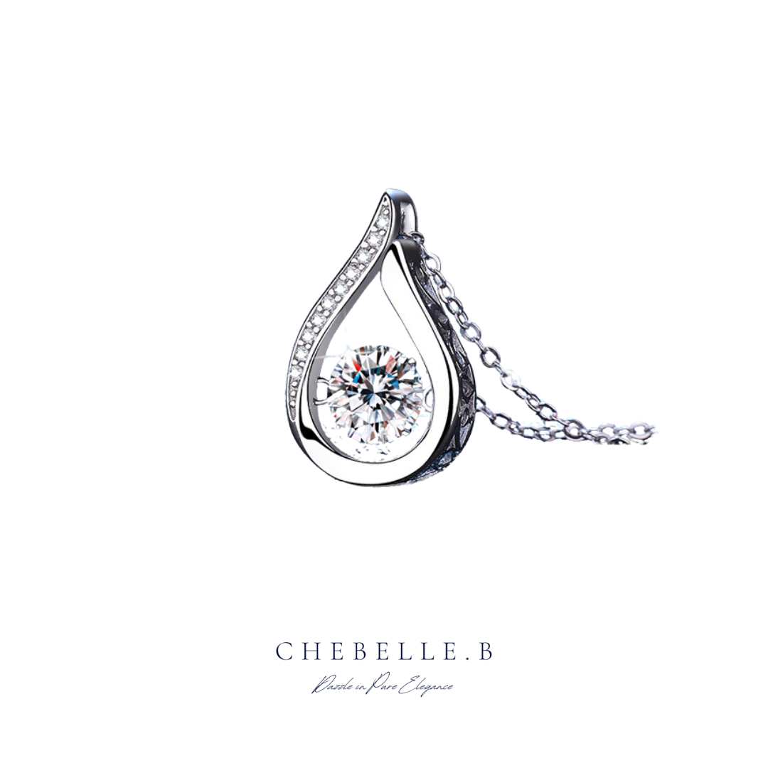 S925 Sterling Silver 1-Carat Dynamic Teardrop Moissanite Necklace