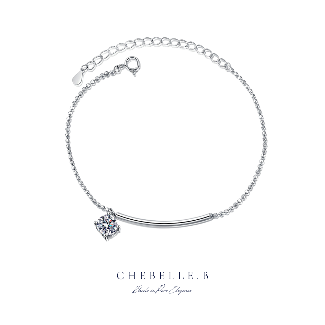 S925 Sterling Silver Crescent 1-Carat Moissanite Bracelet