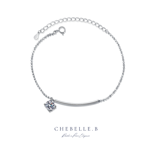 S925 Sterling Silver Crescent 1-Carat Moissanite Bracelet