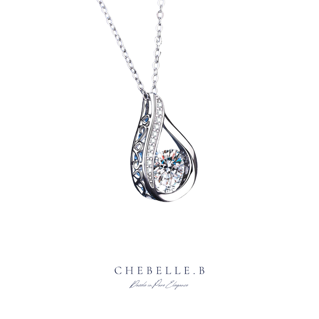 S925 Sterling Silver 1-Carat Dynamic Teardrop Moissanite Necklace