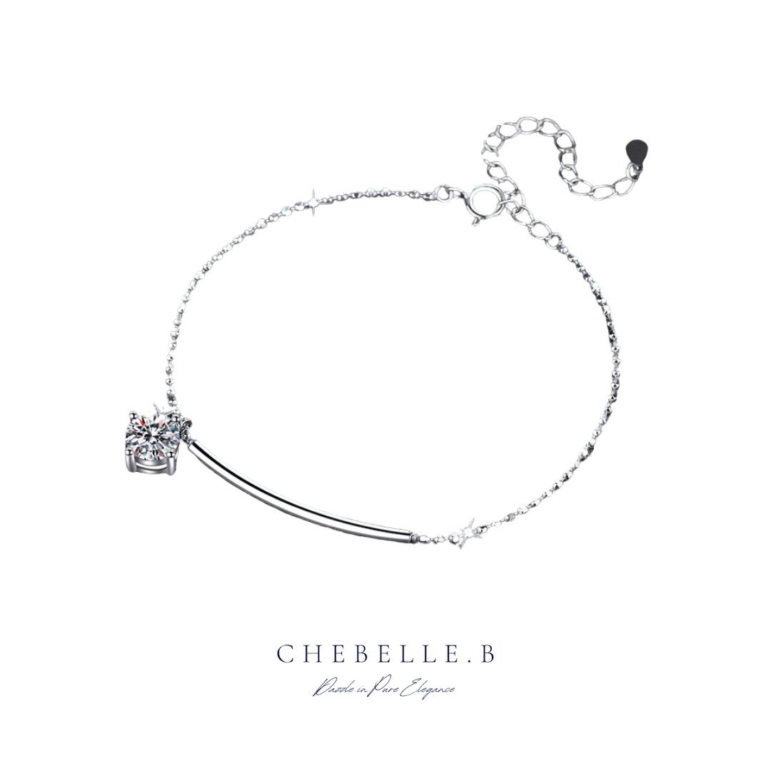 S925 Sterling Silver Crescent 1-Carat Moissanite Bracelet