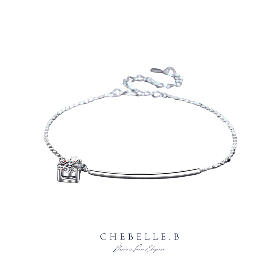 S925 Sterling Silver Crescent 1-Carat Moissanite Bracelet