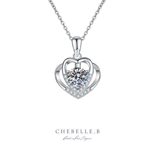 S925 Sterling Silver Hearts in Harmony 1-Carat Moissanite Necklace