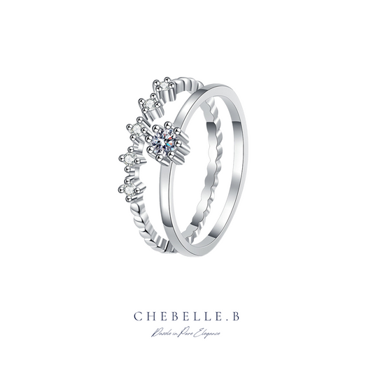 S925 Sterling Silver Intertwined Moissanite Double-Band Ring