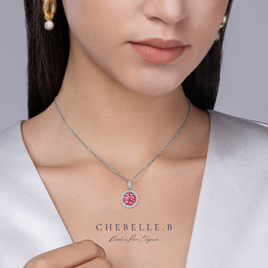 925 Silver Pink Moissanite Love Story Jewelry Set