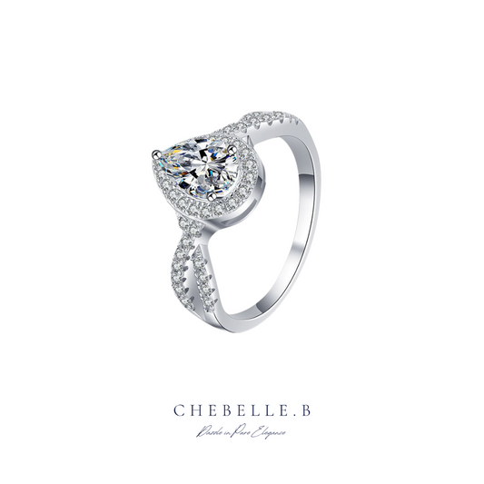 S925 Sterling Silver Teardrop 1-Carat Moissanite Ring