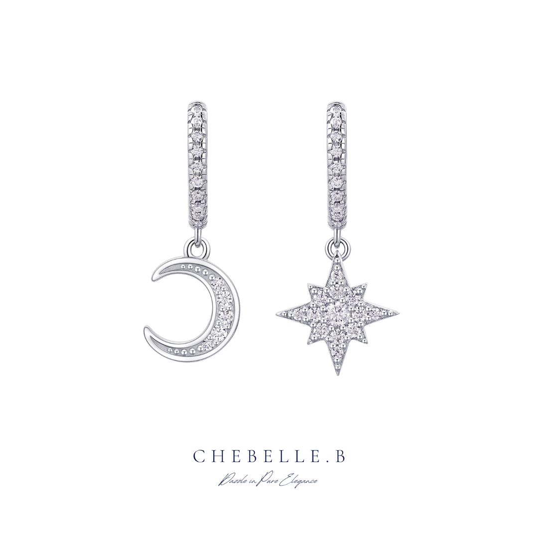 925 Sterling Silver Moissanite Moonlit Stars Set