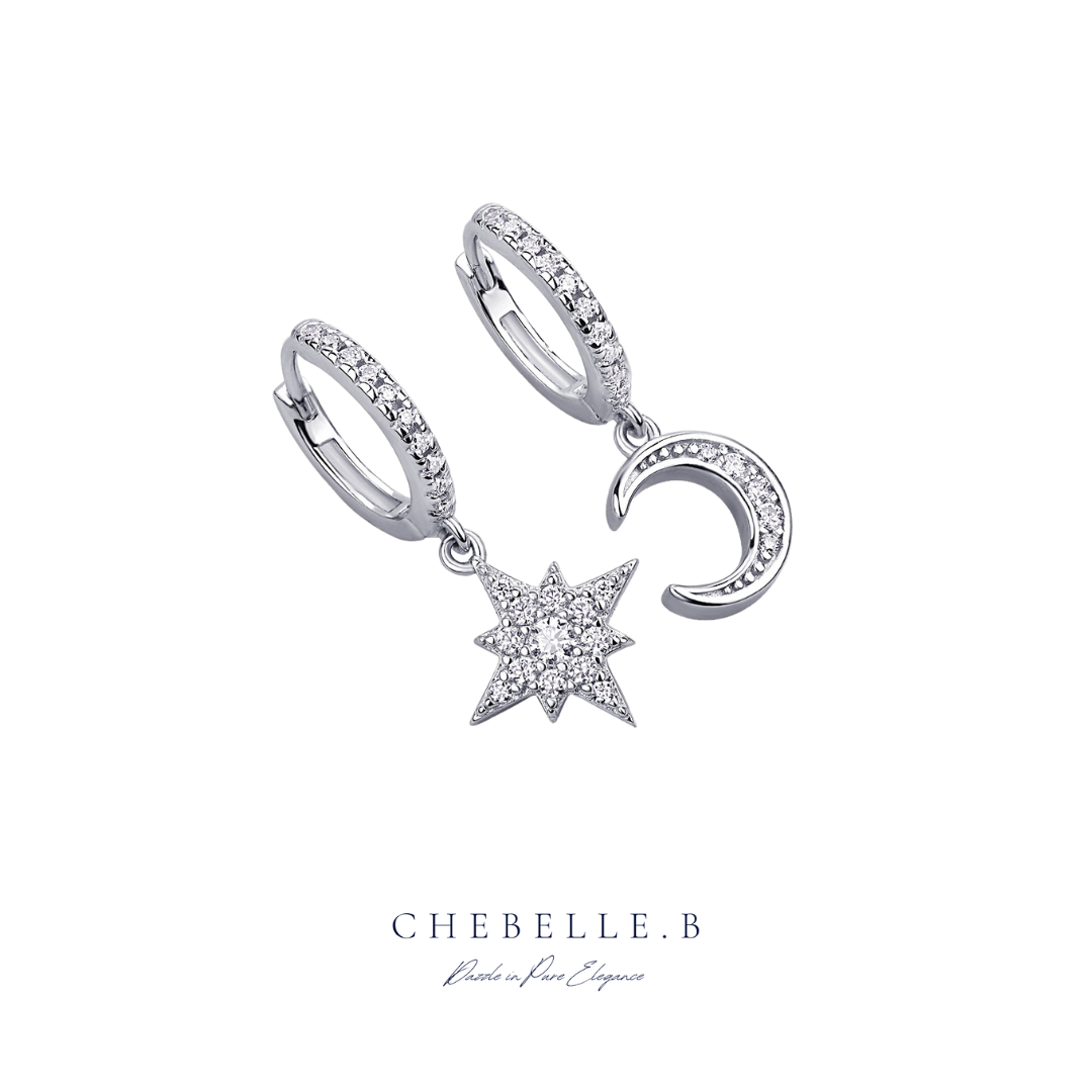 925 Sterling Silver Moissanite Moonlit Stars Set