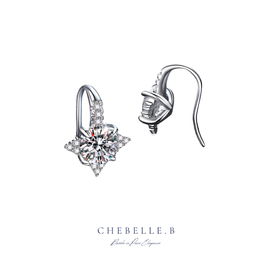 S925 Sterling Silver Radiant Star 1-Carat Moissanite Stud Earrings