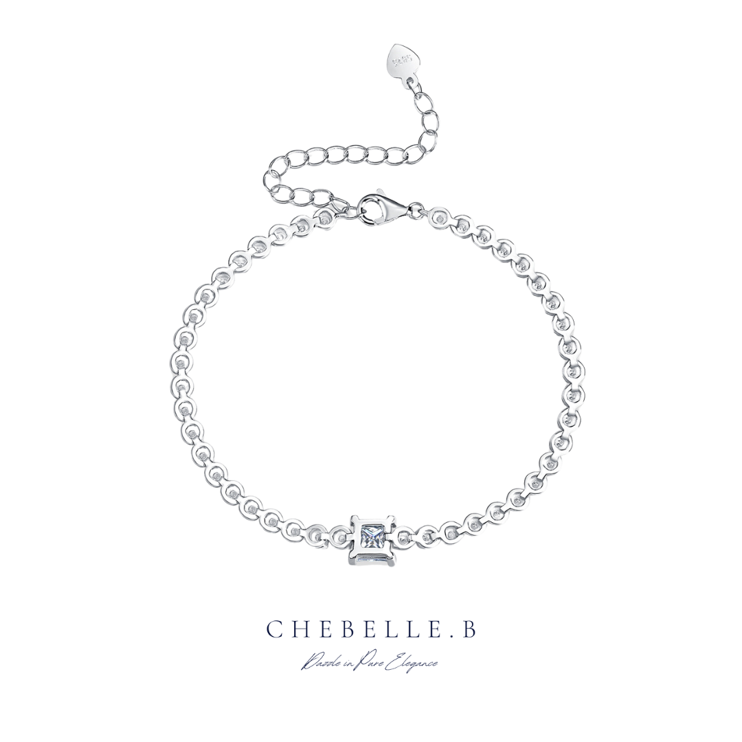 S925 Sterling Silver 1-Carat Moissanite Cubic Bracelet