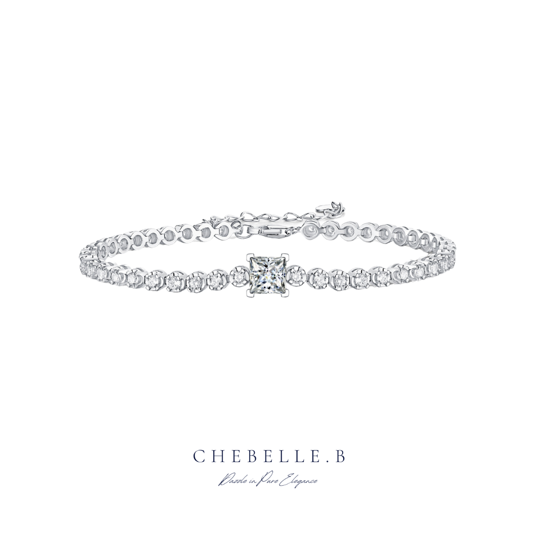 S925 Sterling Silver 1-Carat Moissanite Cubic Bracelet