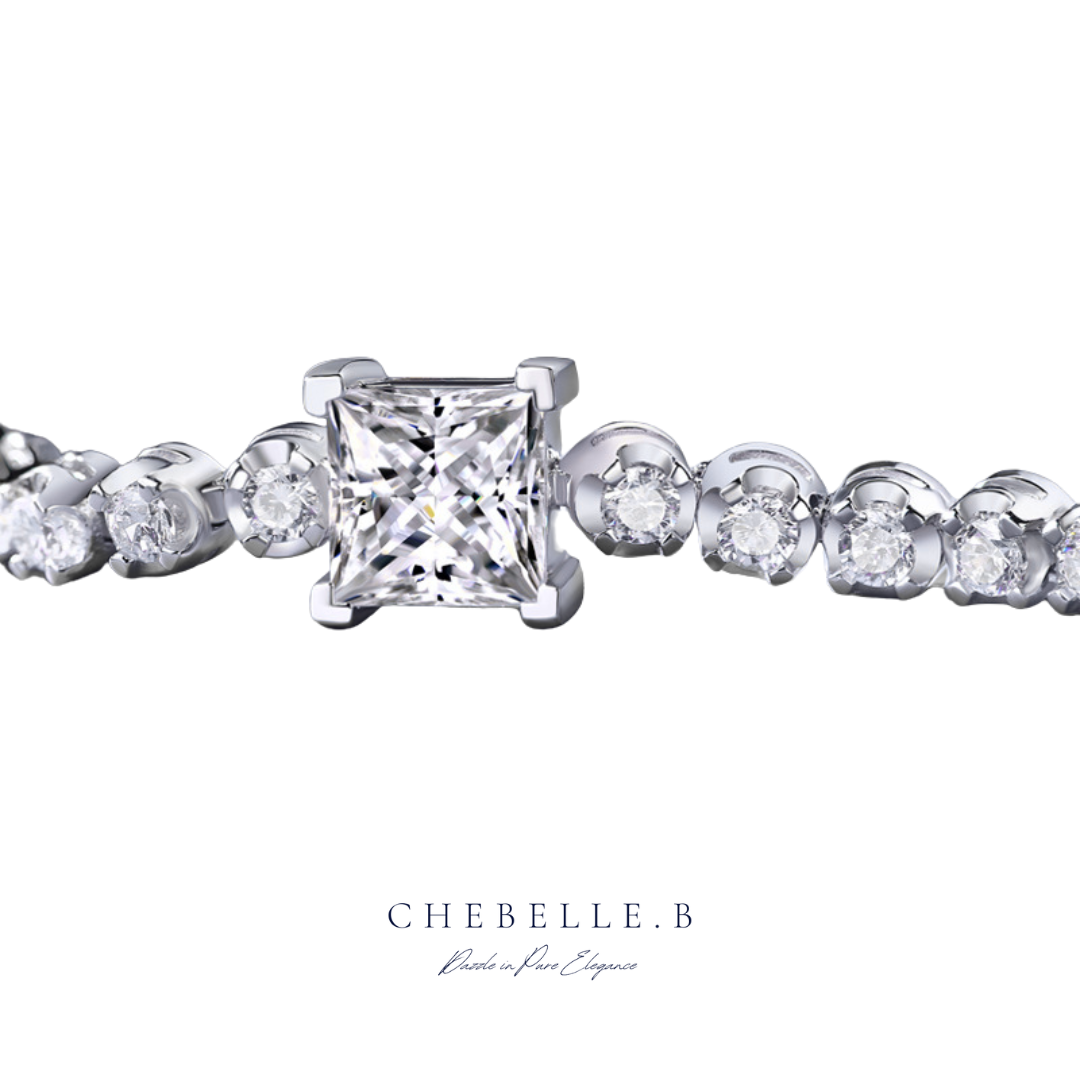 S925 Sterling Silver 1-Carat Moissanite Cubic Bracelet