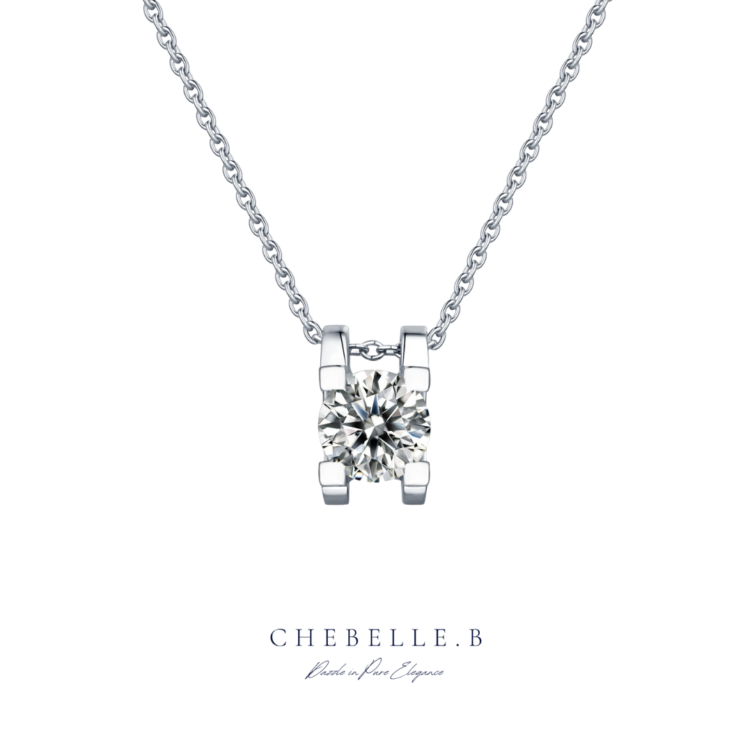 S925 Sterling Silver 3-Carat Moissanite Minimalist Bullhead Pendant Necklace