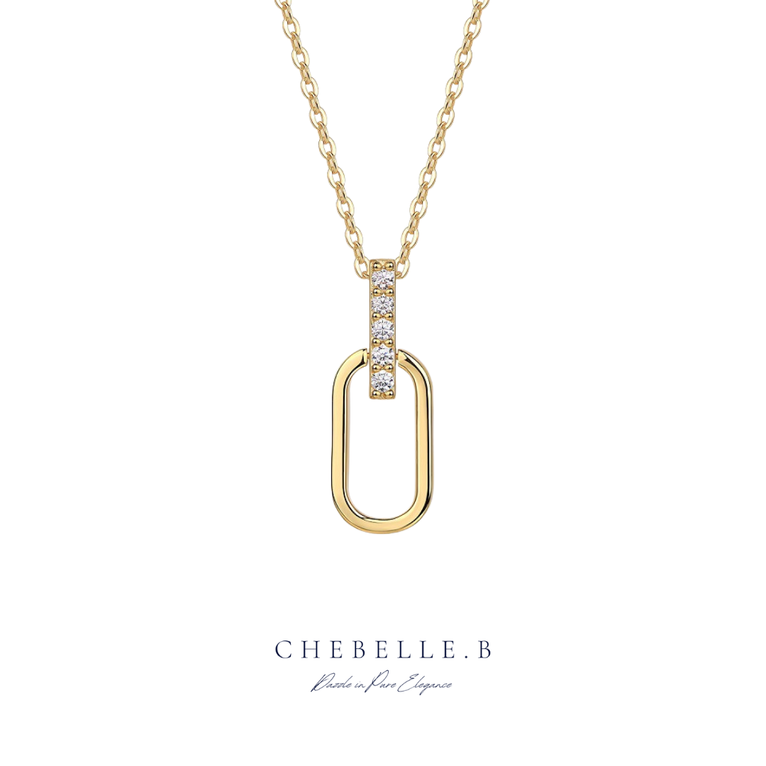 S925 Sterling Silver 18K Gold Plated Geometric Moissanite Pendant Necklace