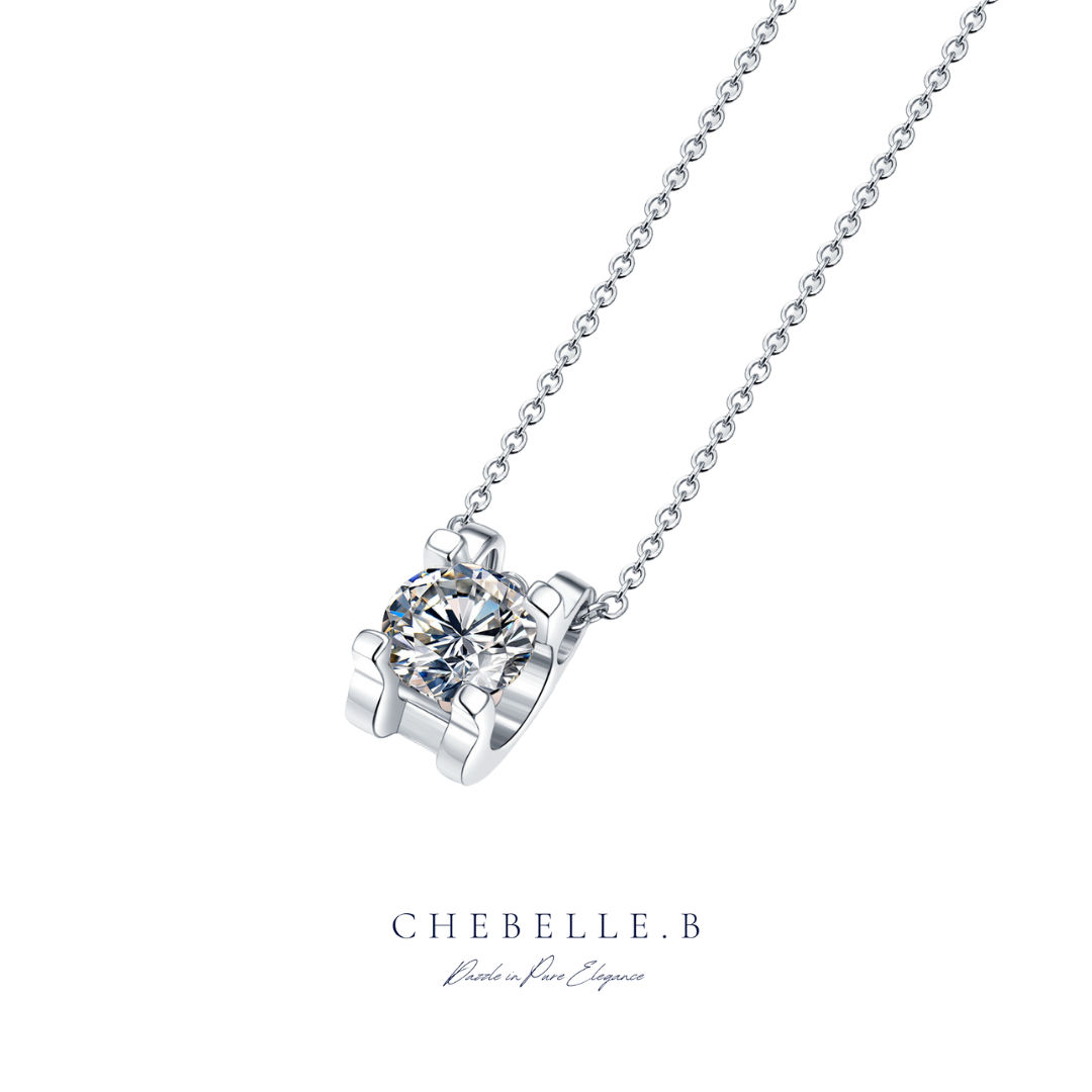S925 Sterling Silver 3-Carat Moissanite Minimalist Bullhead Pendant Necklace