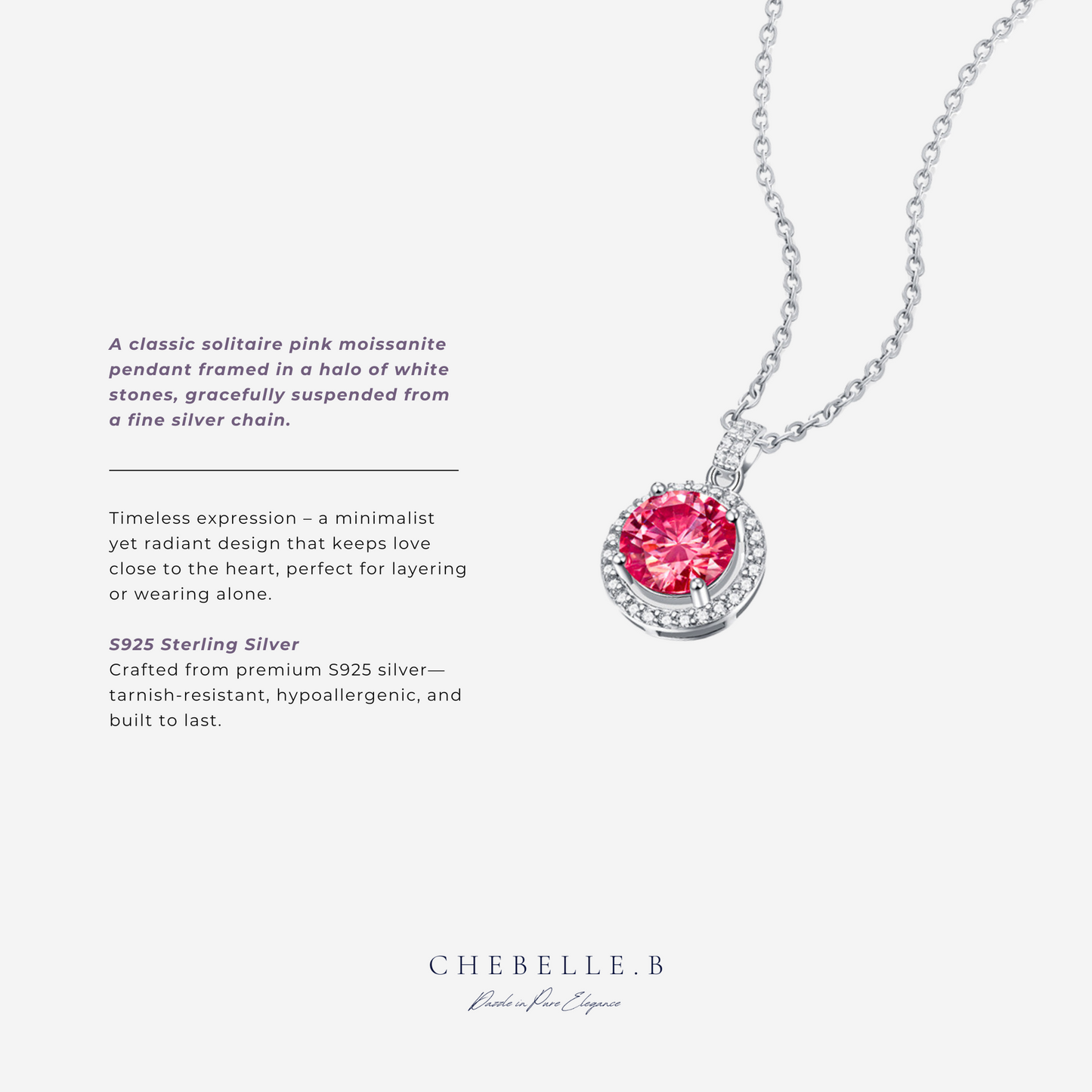 925 Silver Pink Moissanite Love Story Jewelry Set