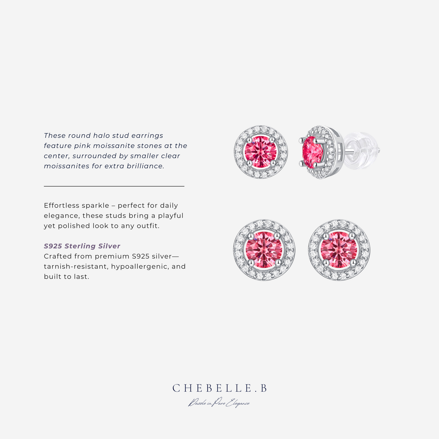 925 Silver Pink Moissanite Love Story Jewelry Set