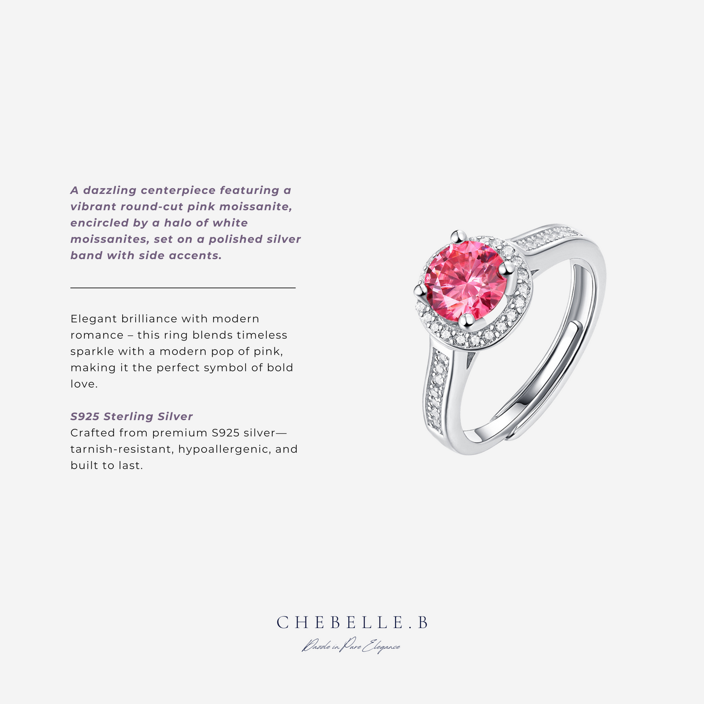 925 Silver Pink Moissanite Love Story Jewelry Set