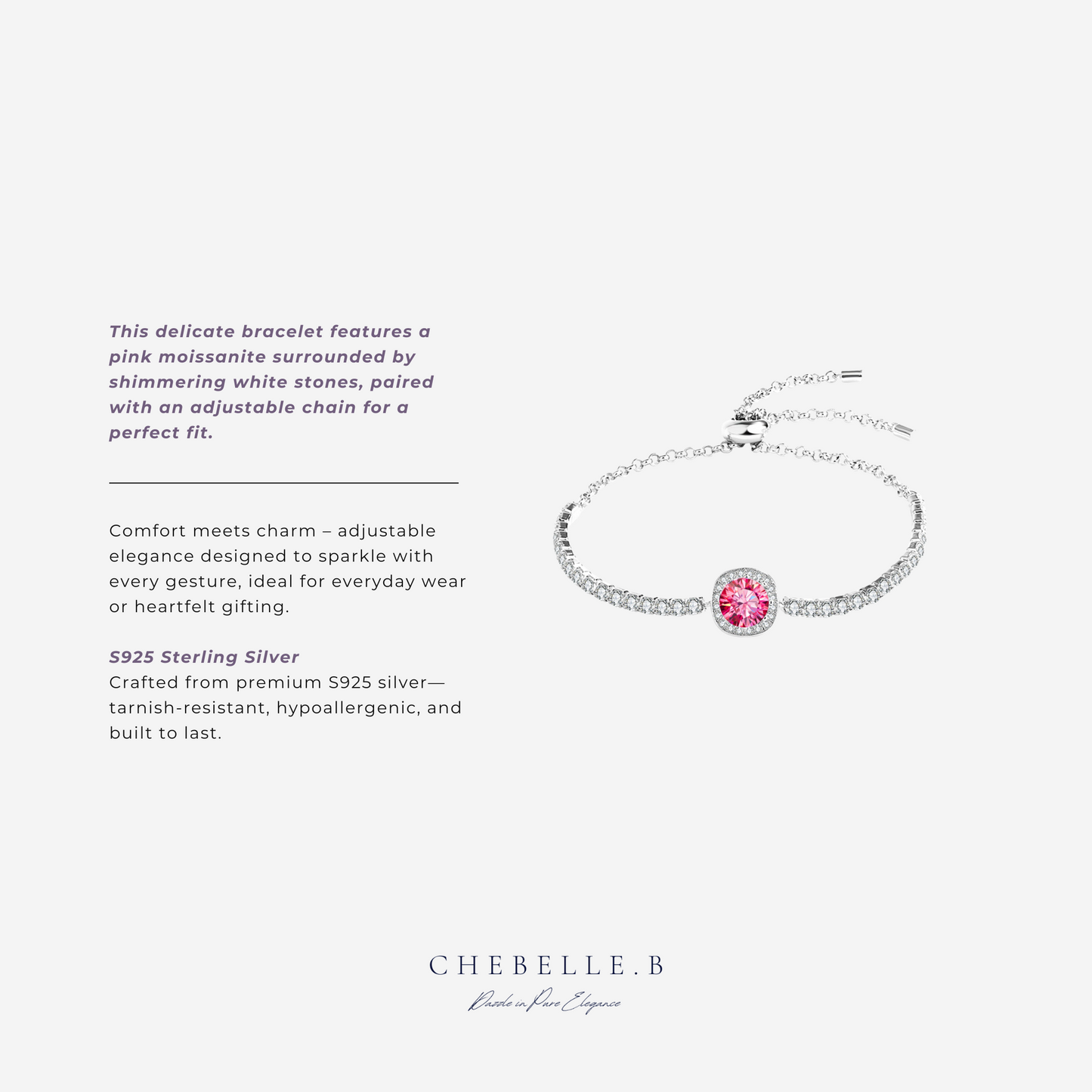 925 Silver Pink Moissanite Love Story Jewelry Set