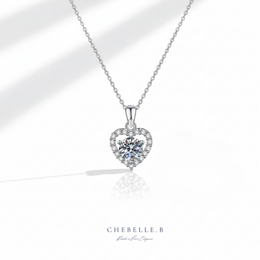 Cœur de Lumière 1.0ct Moissanite Heart Halo Pendant Necklace