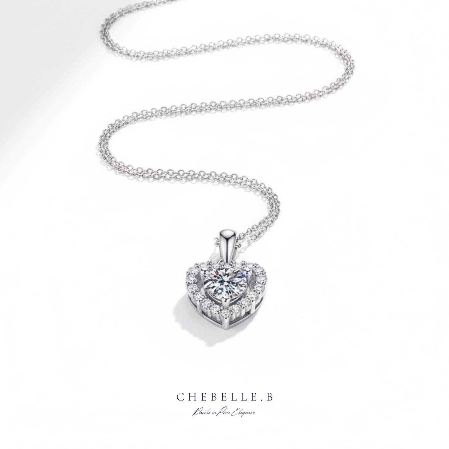 Cœur de Lumière 1.0ct Moissanite Heart Halo Pendant Necklace