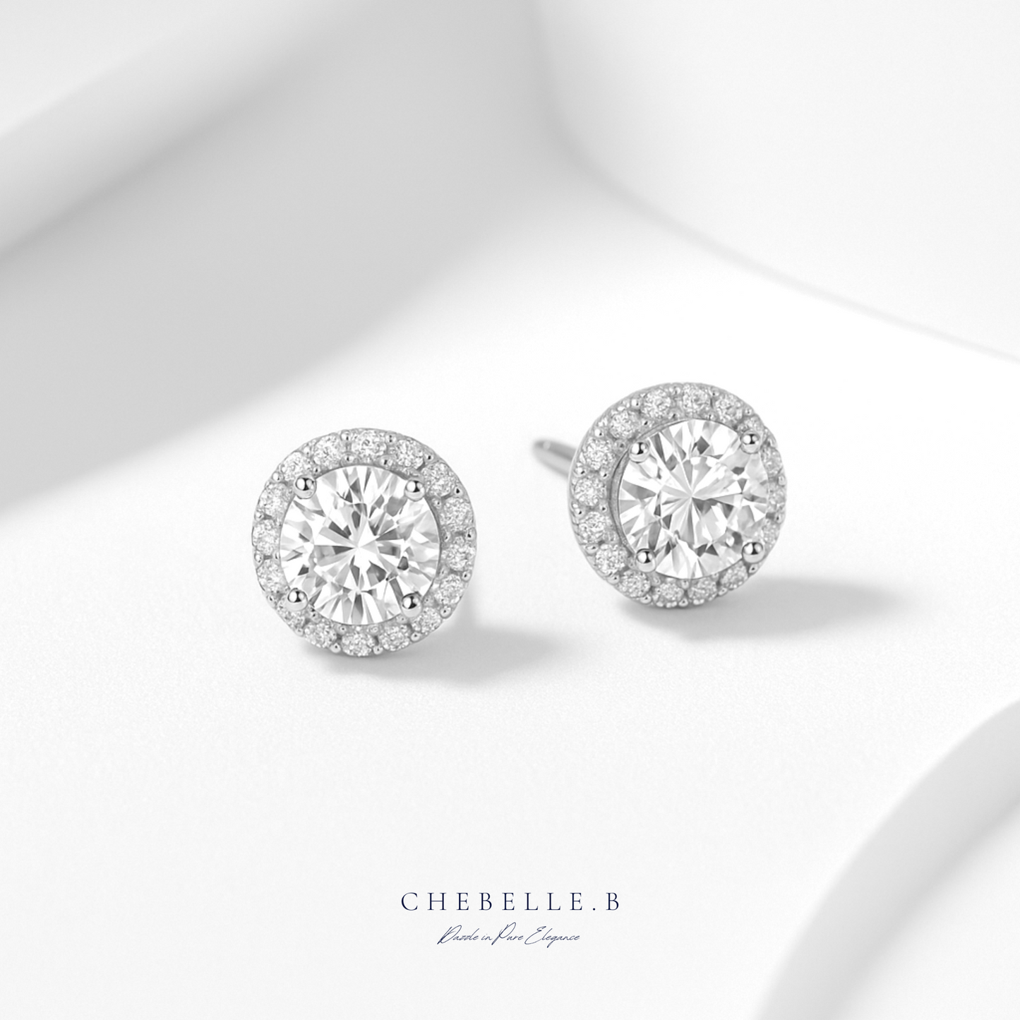 Infinite Sparkle 1.0ct Moissanite Halo Stud Earrings