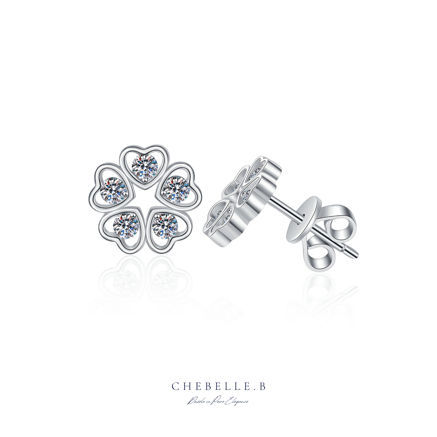 Fleur du Cœur | Petal Heart 0.3-Carat Moissanite Stud Earrings