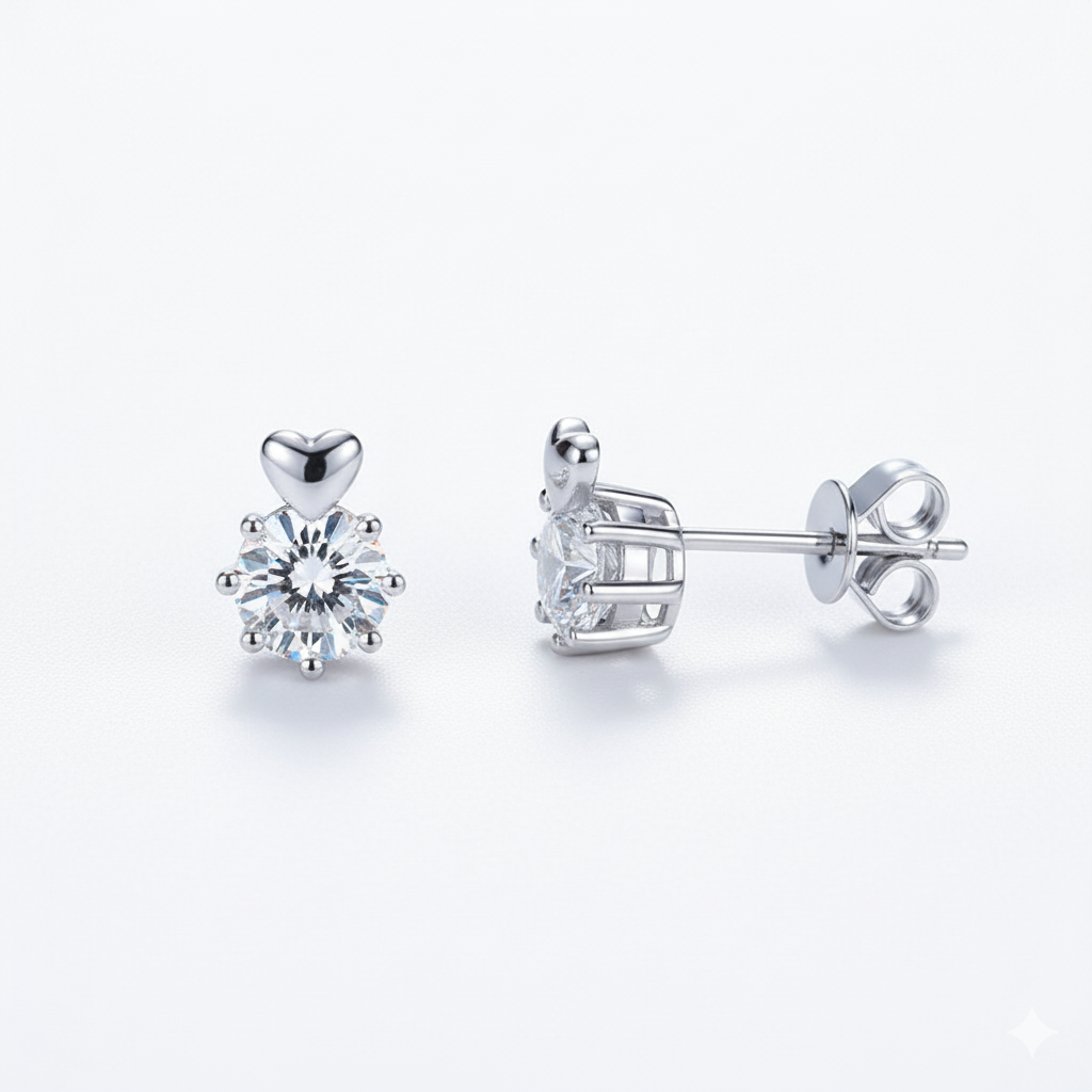 Cœur Brillant | 0.5ct Moissanite Heart Stud Earrings