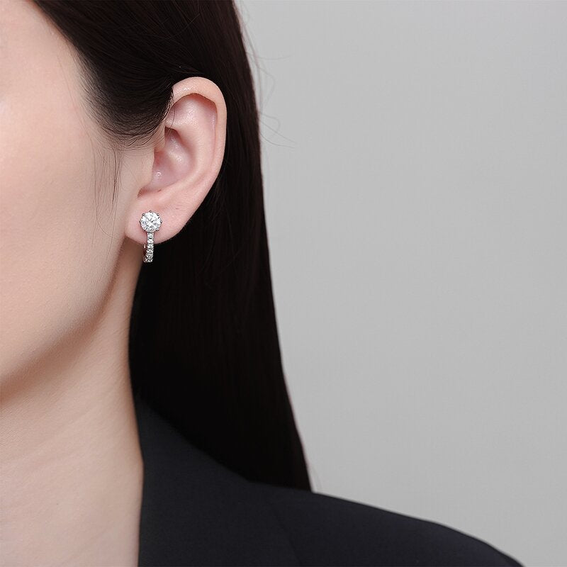 Classic U-Shaped S925 Sterling Silver 0.5-Carat Moissanite Earrings