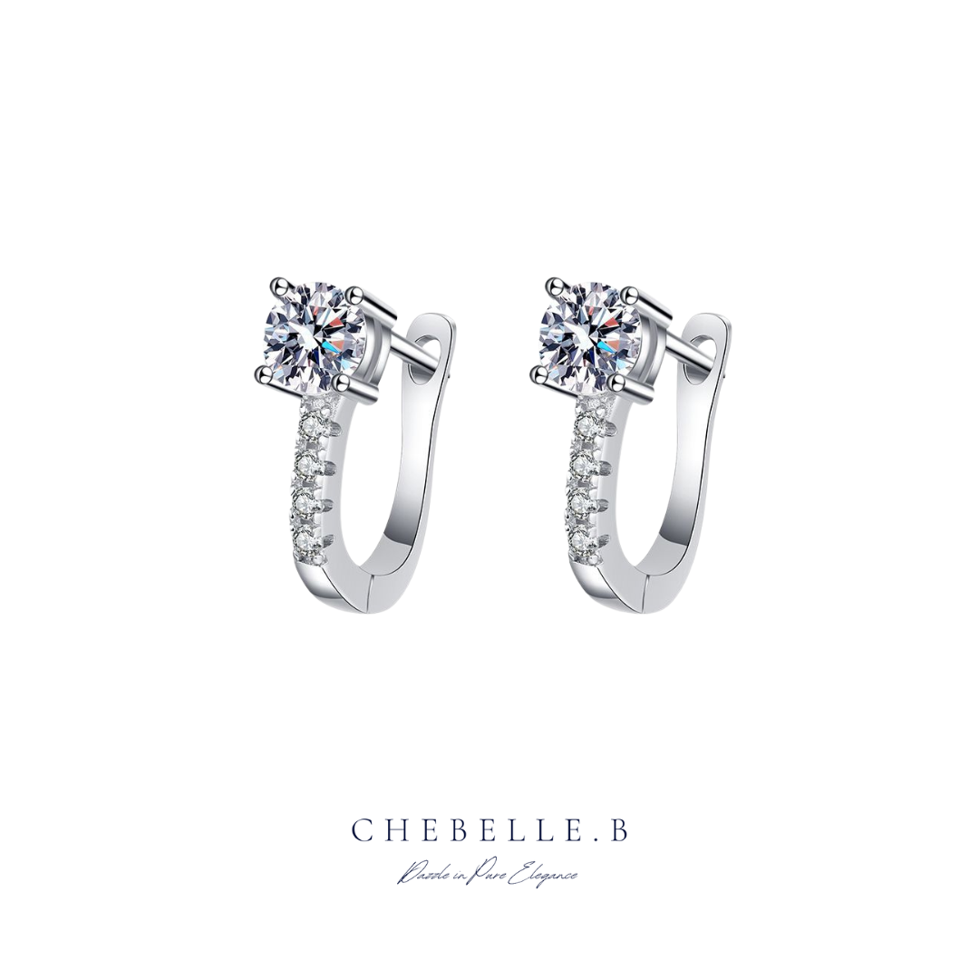 Classic U-Shaped S925 Sterling Silver 0.5-Carat Moissanite Earrings