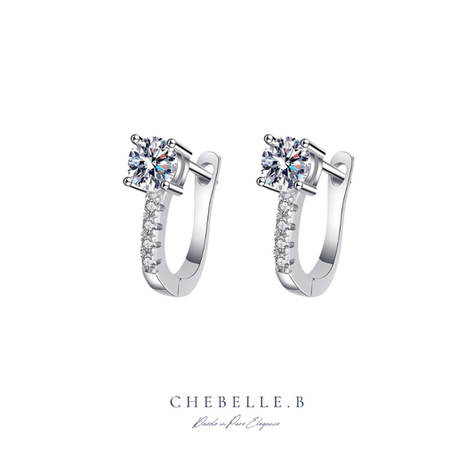 Classic U-Shaped S925 Sterling Silver 0.5-Carat Moissanite Earrings
