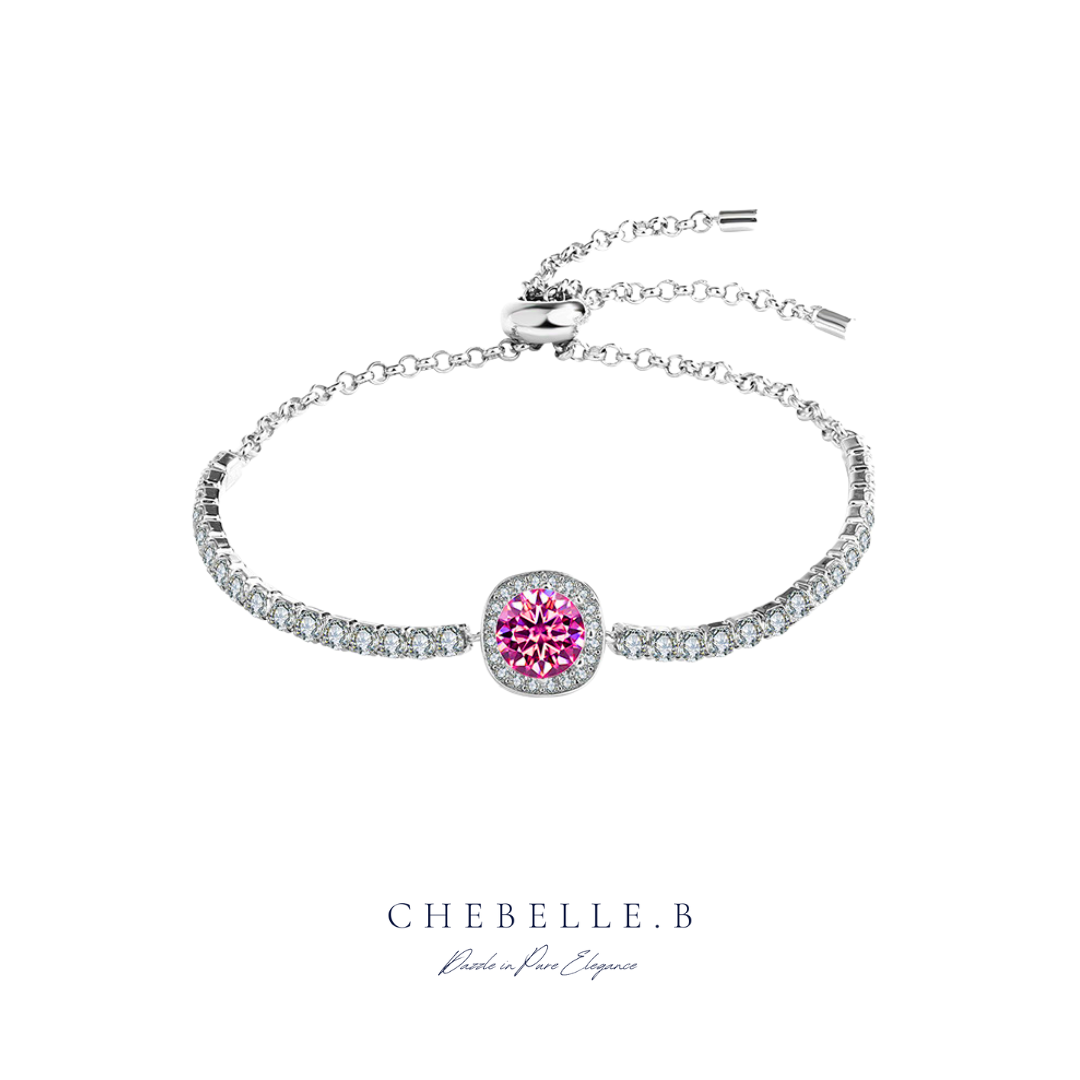 925 Silver Pink Moissanite Love Story Jewelry Set