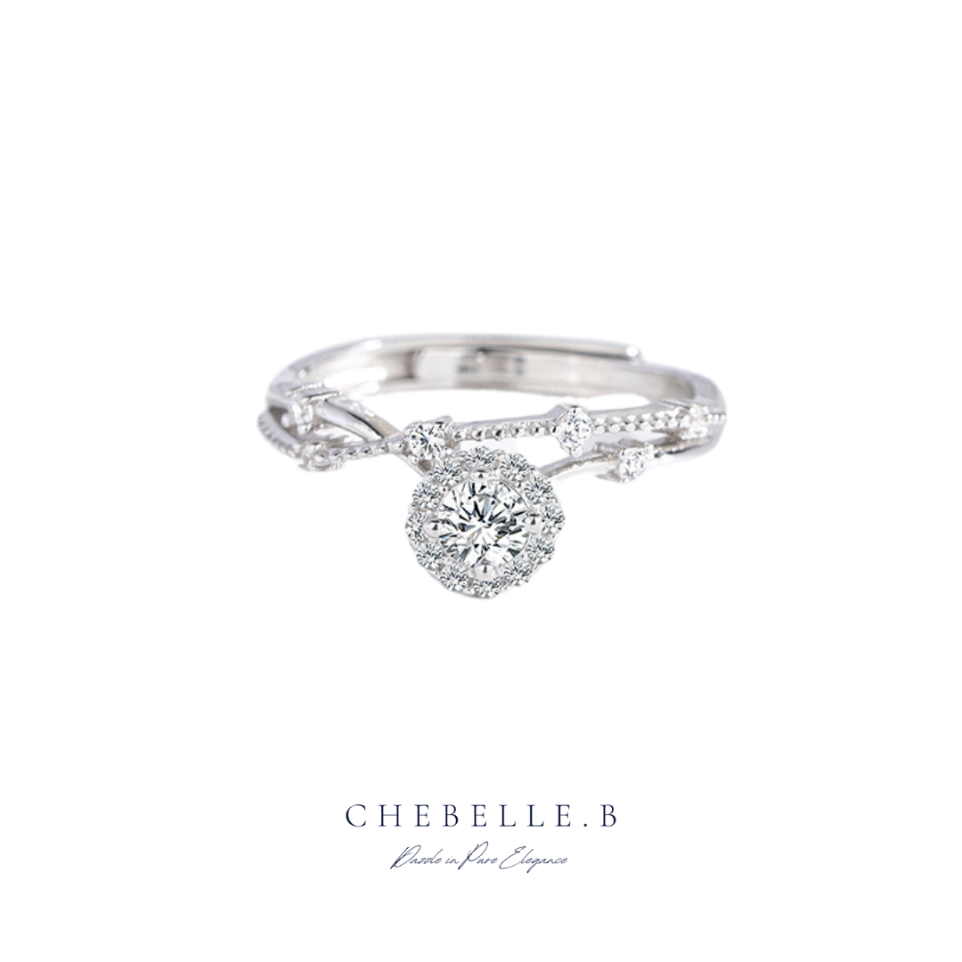 Galactic Halo 1-Carat Moissanite Sterling Silver Ring
