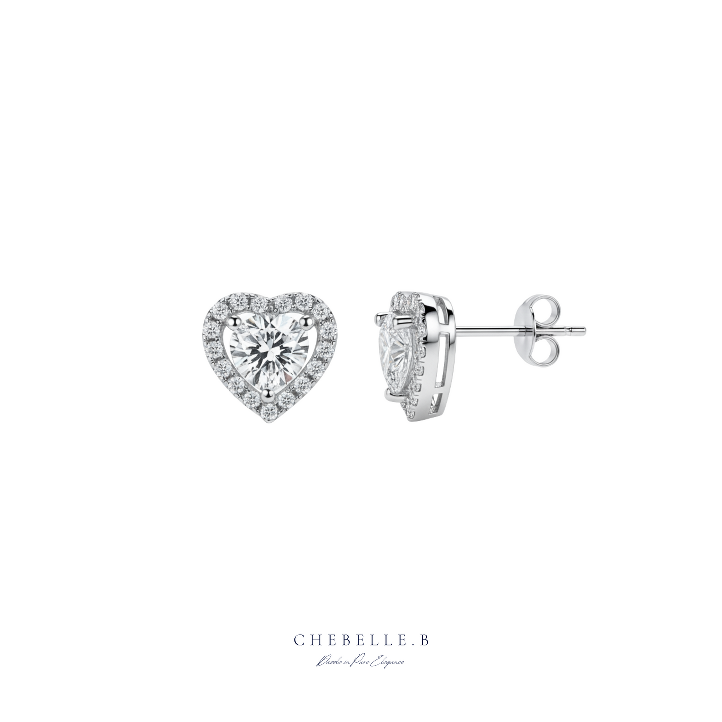 Amour Rayonnant 0.5ct Moissanite Heart Halo Earrings