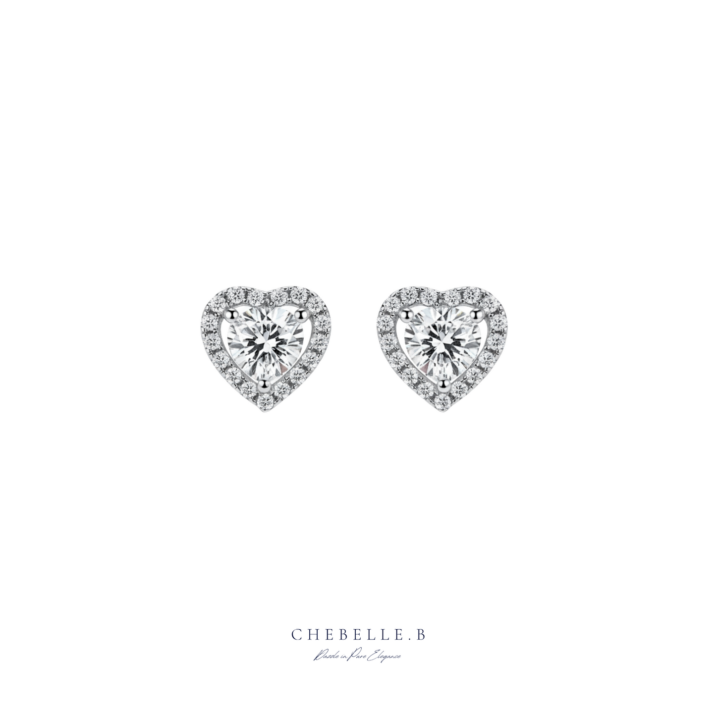 Amour Rayonnant 0.5ct Moissanite Heart Halo Earrings