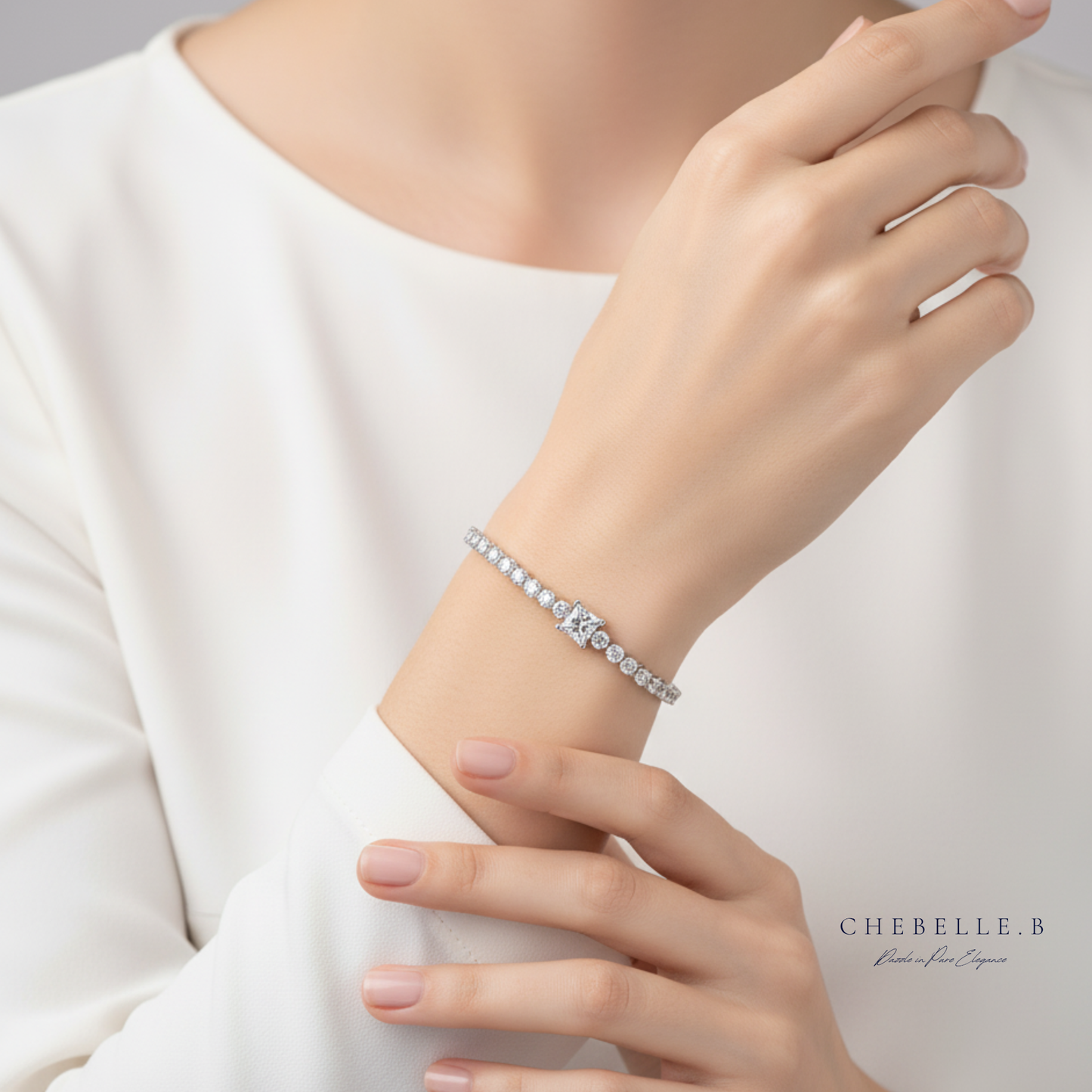 S925 Sterling Silver 1-Carat Moissanite Cubic Bracelet