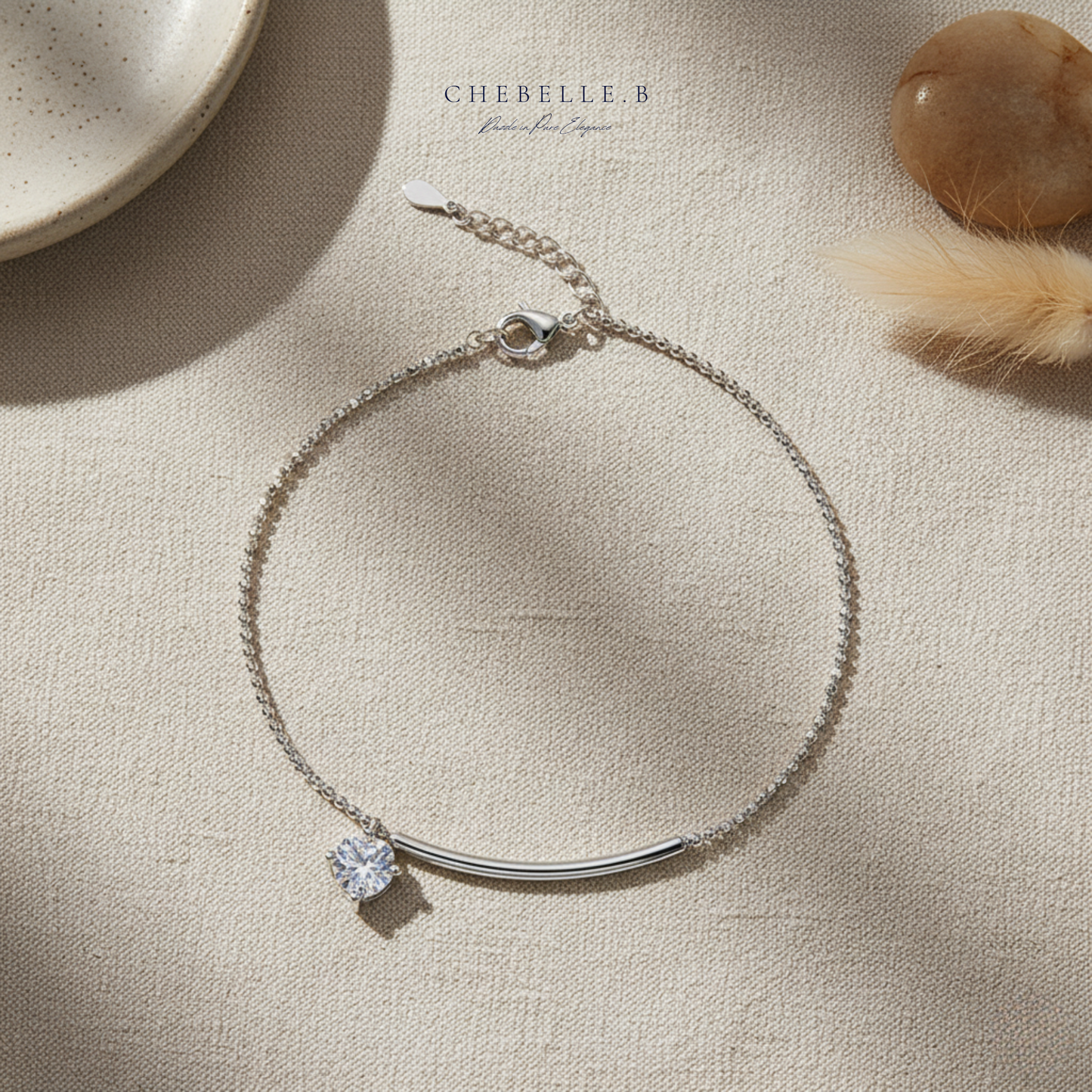 S925 Sterling Silver Crescent 1-Carat Moissanite Bracelet