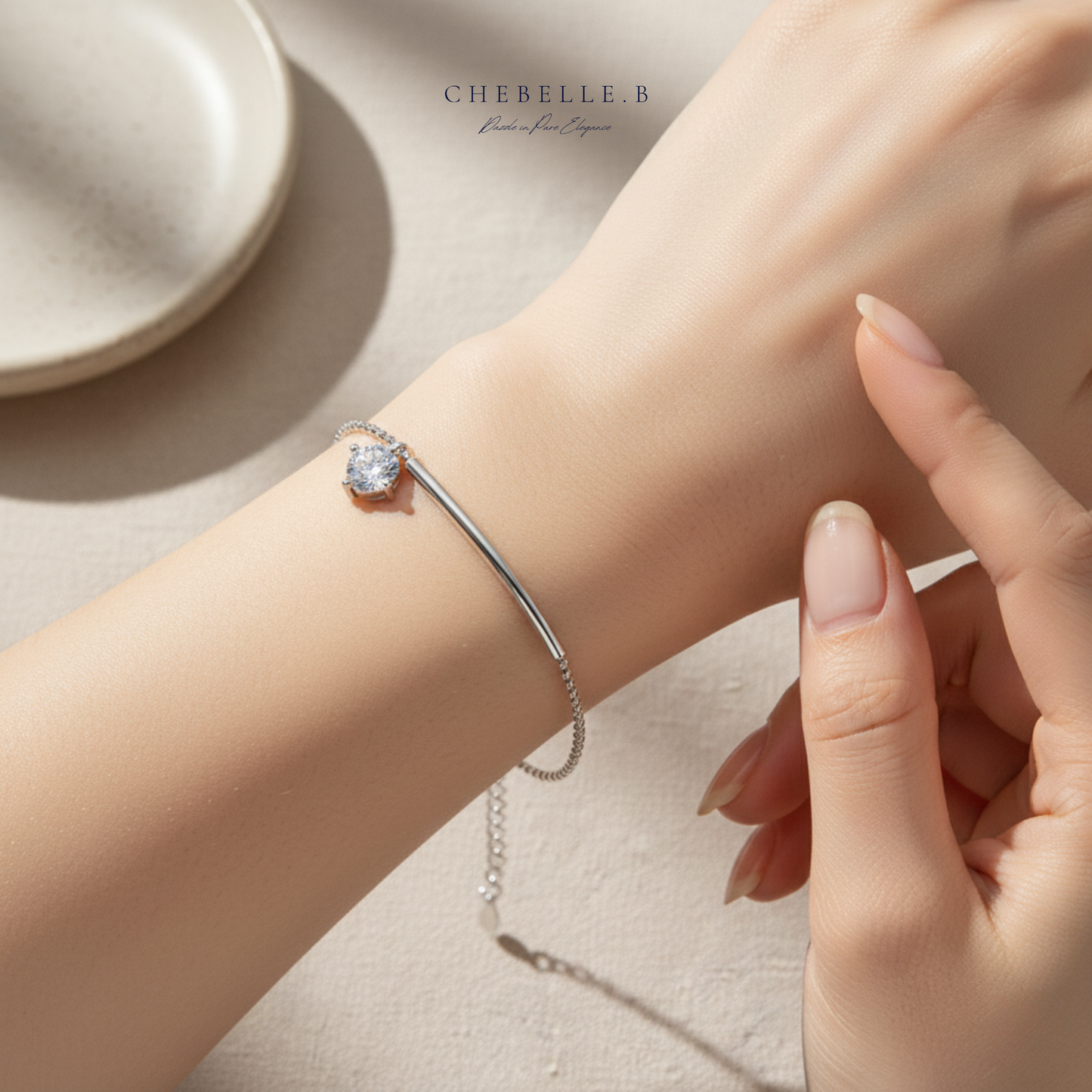 S925 Sterling Silver Crescent 1-Carat Moissanite Bracelet