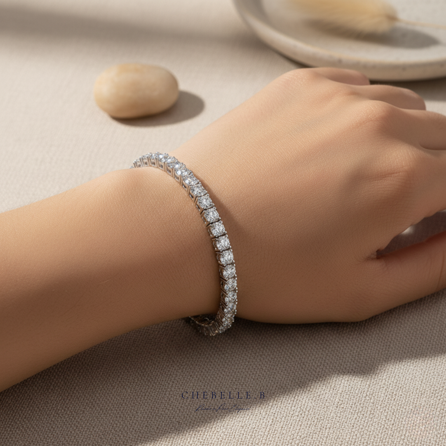 S925 Sterling Silver Moissanite Eternity Pave Bracelet