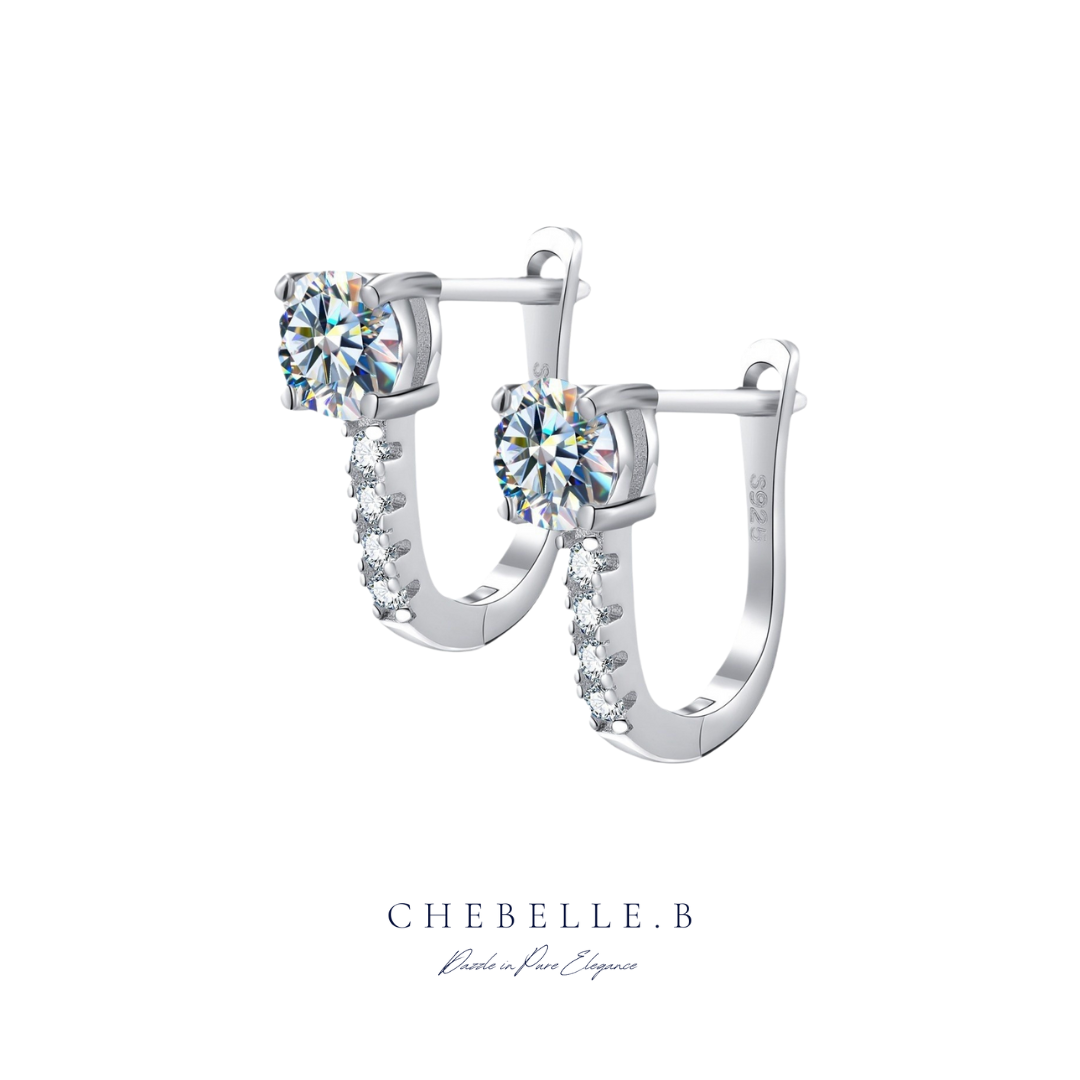 Classic U-Shaped S925 Sterling Silver 0.5-Carat Moissanite Earrings