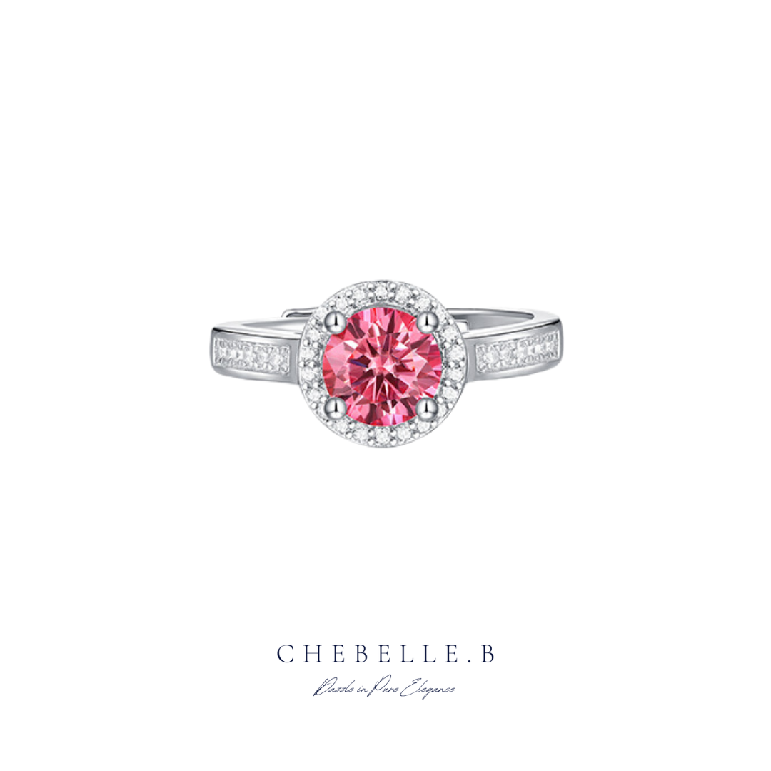 S925 Sterling Silver 1-Carat Pink Starburst Moissanite Ring