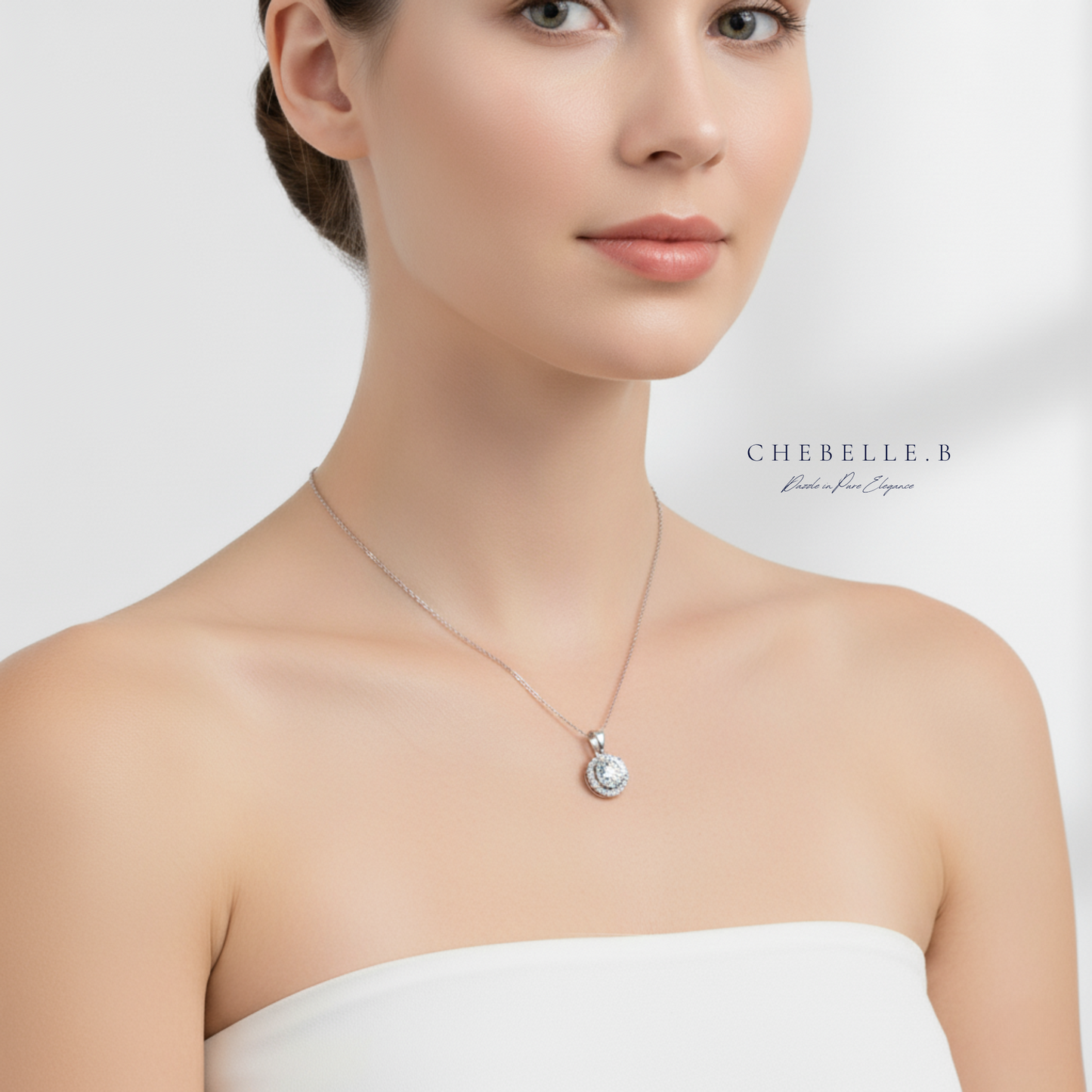 Halo de Lumière 1.0ct Moissanite Halo Pendant Necklace