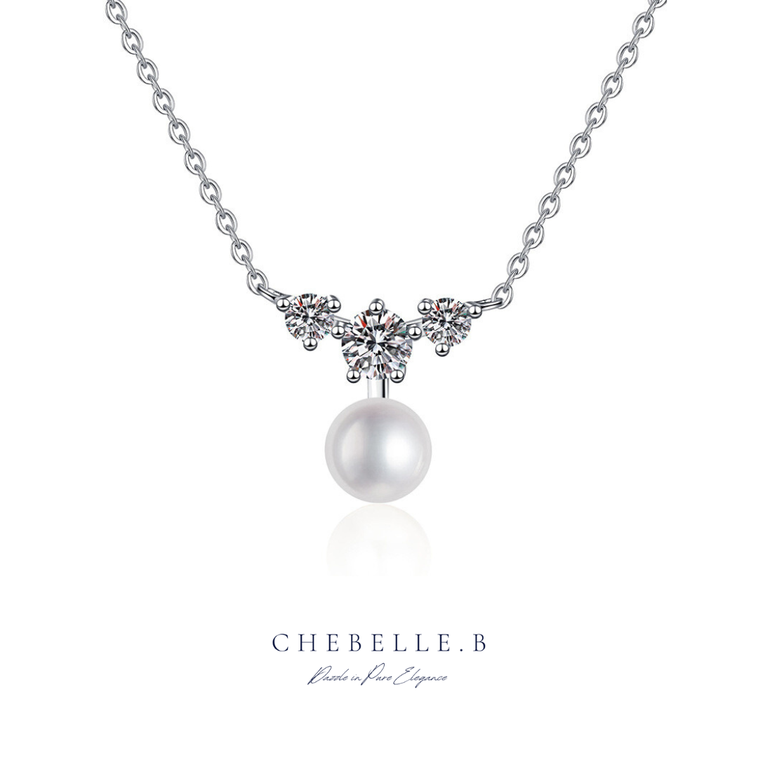 S925 Sterling Silver Freshwater Pearl 0.9-Carat Moissanite Necklace