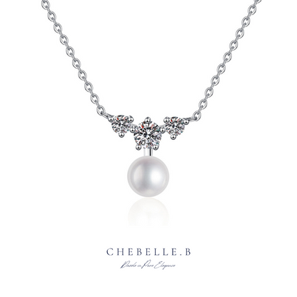 S925 Sterling Silver Freshwater Pearl 0.9-Carat Moissanite Necklace