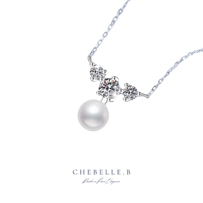 S925 Sterling Silver Freshwater Pearl 0.9-Carat Moissanite Necklace